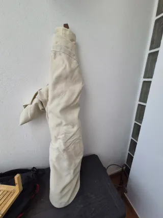 Hamaca ikea beige con soporte metálico