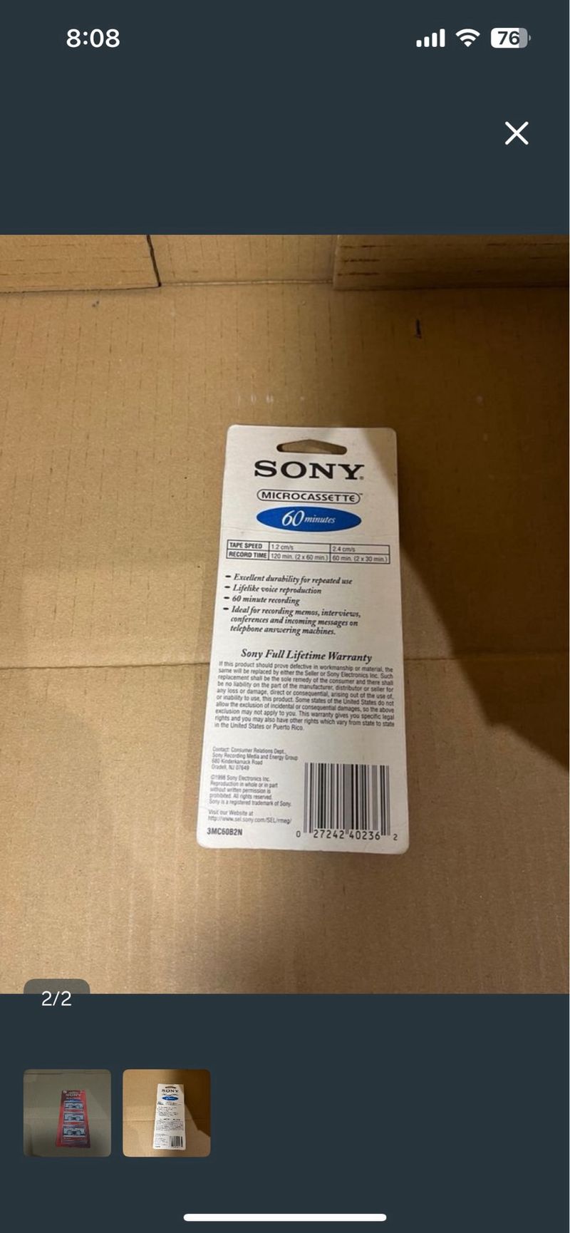 Sony Microcassette MC-60 (3 unidades) afbeelding 2