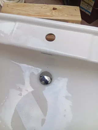 Lavabo 80cm con pie y desagüe