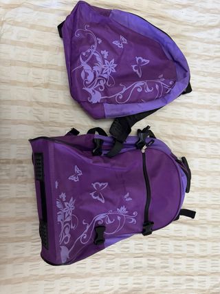 Conjunto 2 mochilas moradas con ruedas