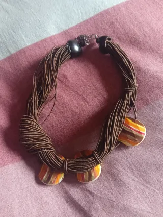 Collana etnica corda marrone multicolore
