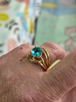 Anillo Chapado Oro Circonita Turquesa