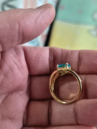 Anillo Chapado Oro Circonita Turquesa