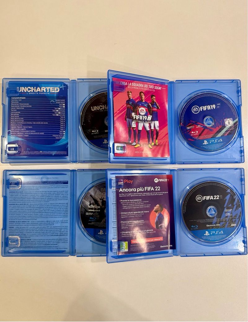 Lote de 4 juegos PS4: Uncharted, FIFA 19, MW, FIFA 22 afbeelding 3