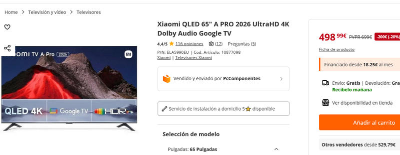 Smart TV Xiaomi L65MB-APEU Nueva afbeelding 2