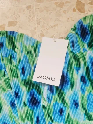Mono Monkl plisado floral azul verde XL 42 44