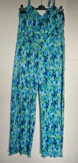 Mono Monkl plisado floral azul verde XL 42 44