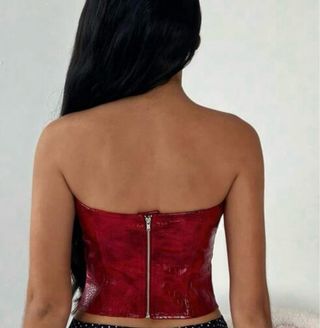 Top Corsé Rojo Efecto Piel Serpiente