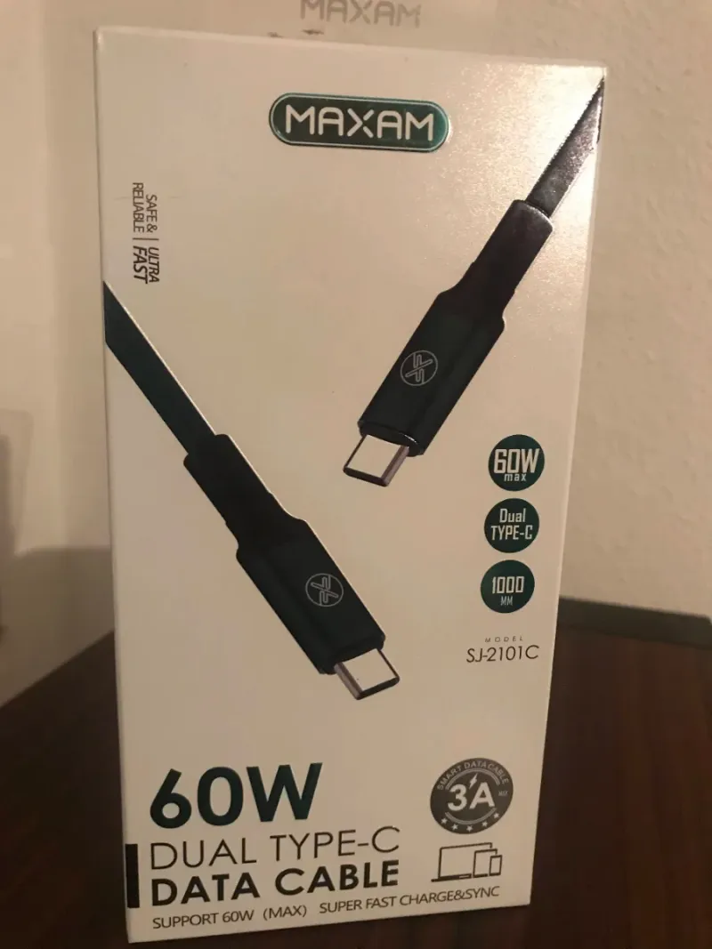 Cable MAXAM Dual Type-C 60W 1000mm