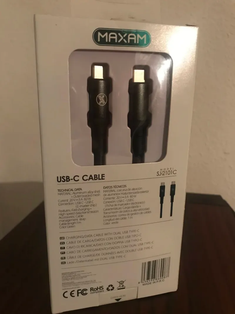 Cable MAXAM Dual Type-C 60W 1000mm afbeelding 2
