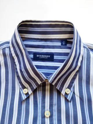 Camisa Burberry Rayas Azul y Blanco