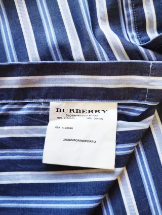 Camisa Burberry Rayas Azul y Blanco