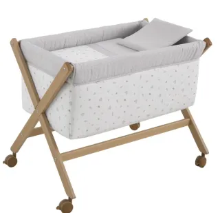 Minicuna madera con ruedas 55x87x74cm