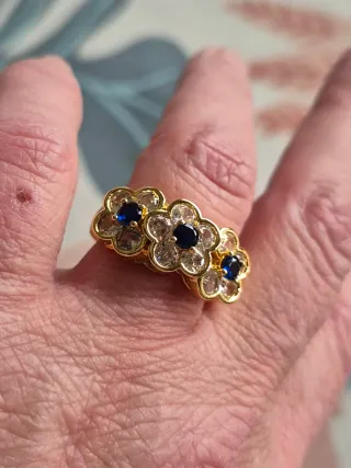 Anillo Flor Chapado Oro Talla 18