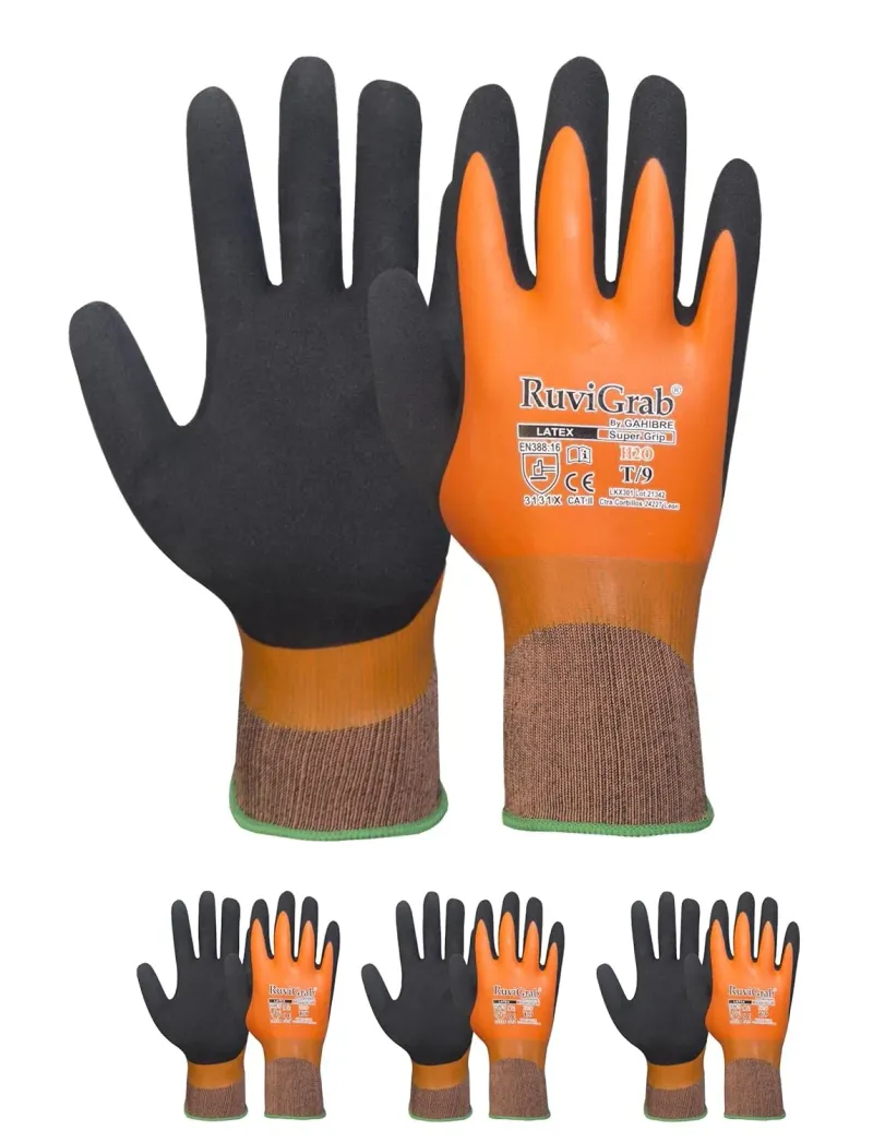 Ruvigrab - Guante de Trabajo Impermeables Látex