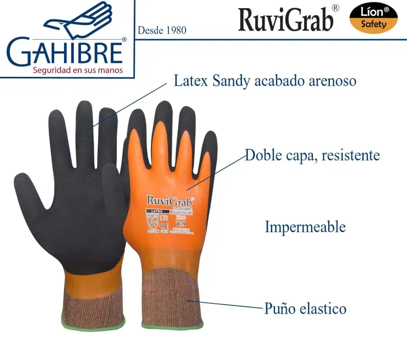 Ruvigrab - Guante de Trabajo Impermeables Látex afbeelding 4