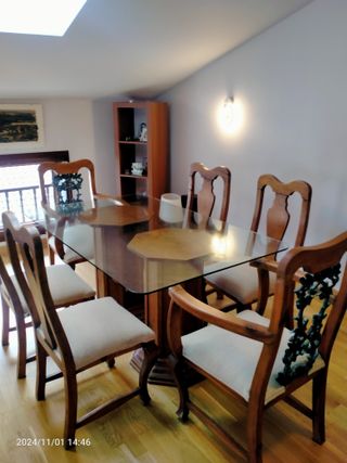 Mesa y Sillas Mexicanas de Madera y Cristal