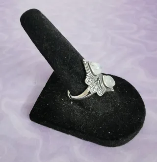 Anillo Plata Piedra Luna Natural tamaño Ajustable.