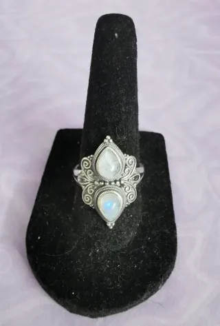 Anillo Plata Piedra Luna Natural tamaño Ajustable.