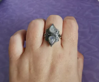 Anillo Plata Piedra Luna Natural tamaño Ajustable.
