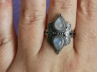 Anillo Plata Piedra Luna Natural tamaño Ajustable.