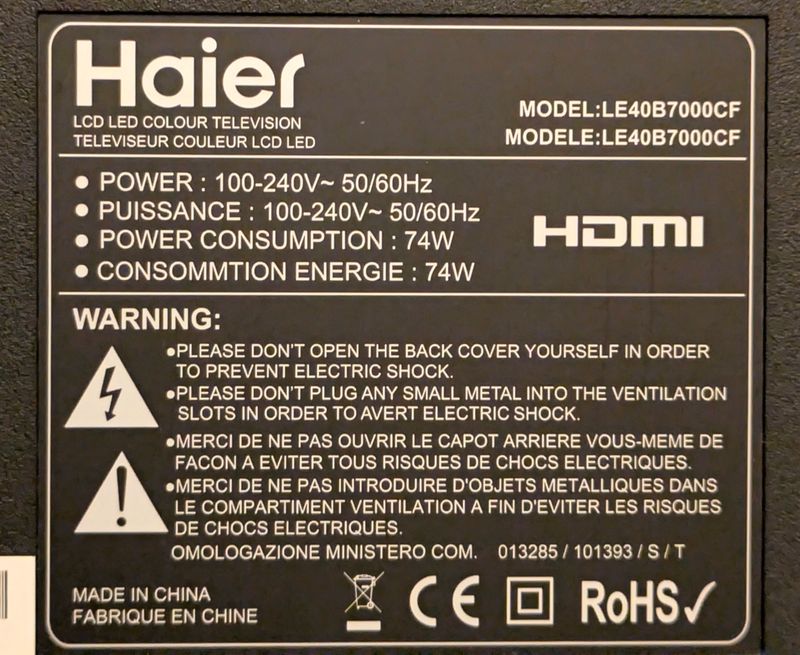 Sensor IR Haier 6003050499 para Haier LE40B7000CF afbeelding 3