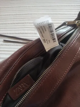 Bolso Zara marrón flecos burdeos