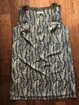 Vestido Indiwoman Talla L Plumas Azul Gris