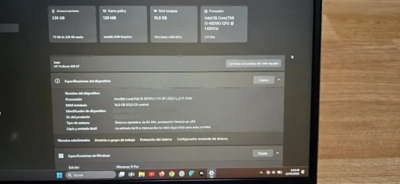 Portátil HP ProBook i5 con Windows 11 Pro afbeelding 2