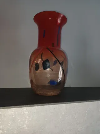 Vaso Murano Vetro Rosso Trasparente