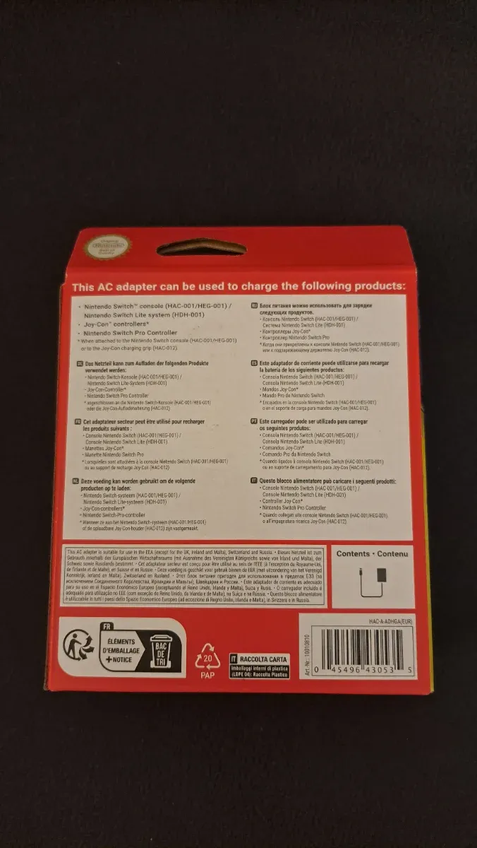Cargador Nintendo Switch AC Nuevo afbeelding 2