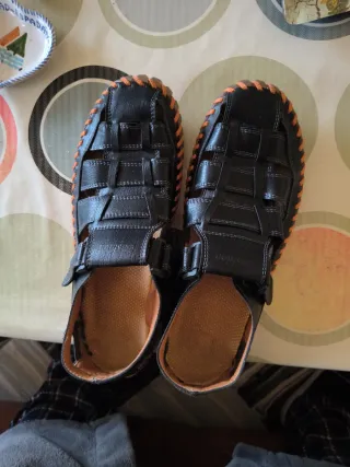 Chanclas de verano hombre negras y naranjas
