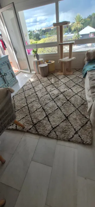 Tappeto grande pelo lungo beige 200x300