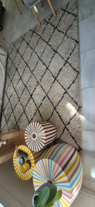 Tappeto grande pelo lungo beige 200x300