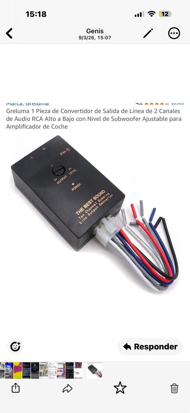 Convertidor Salida Audio RCA Greluma
