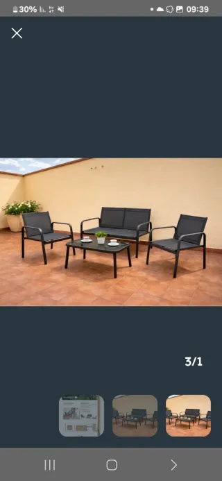 Conjunto Muebles Terraza Negro y Marrón