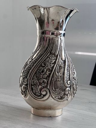 Jarrón Barroco Plateado Decorativo 21cm