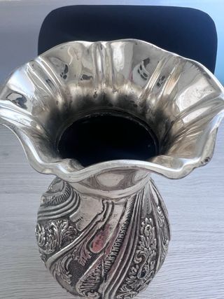 Jarrón Barroco Plateado Decorativo 21cm