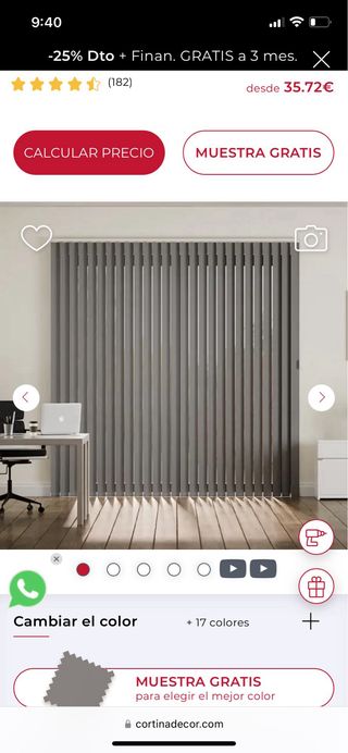 Lamas cortina vertical gris