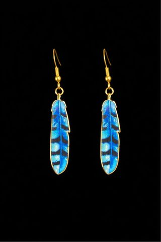 Pendientes Pluma Azul y Dorado