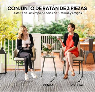 Conjunto Rattan Sillas y Mesa Exterior