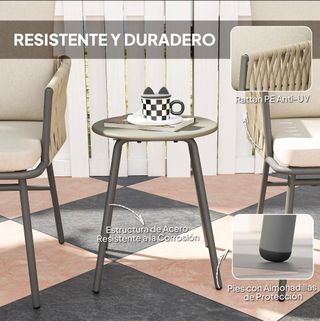 Conjunto Rattan Sillas y Mesa Exterior