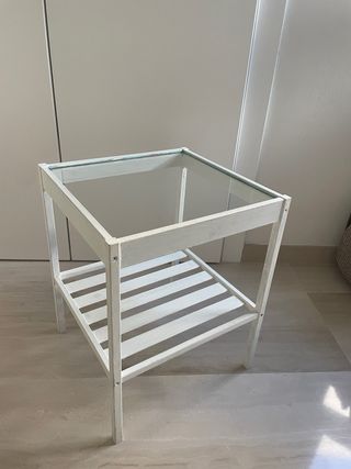 Pack dos Mesitas Noche Ikea Cristal Madera Blanca