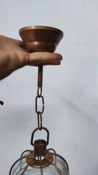 Lampada a sospensione in vetro e metallo stile veneziano