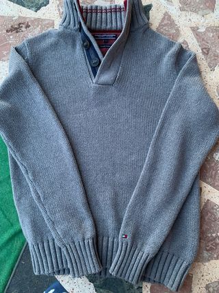 Jersey Tommy Hilfiger Hombre Talla S Gris Rojo