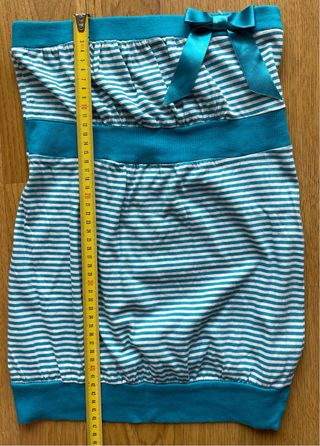 Top Bandeau rayas azul y blanco talla M Bershka