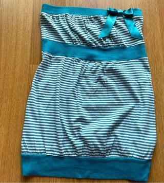 Top Bandeau rayas azul y blanco talla M Bershka