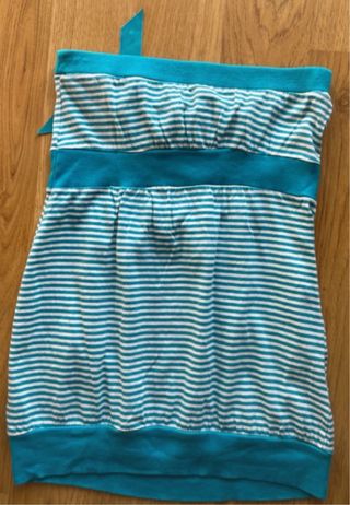 Top Bandeau rayas azul y blanco talla M Bershka