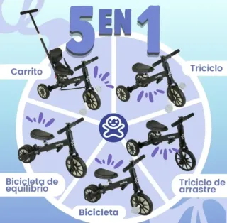Triciclo 5 en 1 Negro