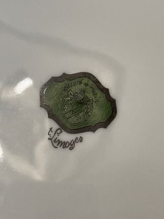 Piatto Limoges decorato fiori e oro